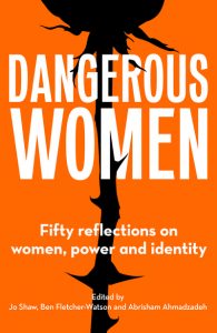 Dangerous Women book cover - a black rose stem against an orange background